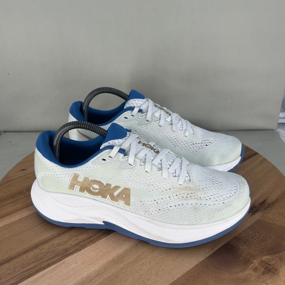Hoka Rincon 4 Frost White Blue Men Running Shoes 1155130-FTG Size 8 D Cushioned